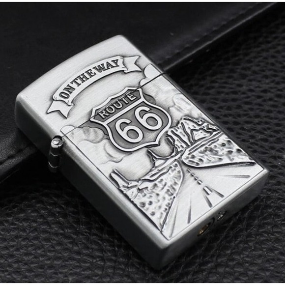 The Unbranded Brand Other - Route 66 Embosed Butane Single Flame Refillable Lighter